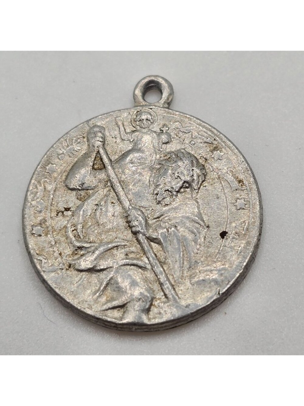 Vintage St Christopher Medal Charm Auto Car Patron Saint Travelers Pendant